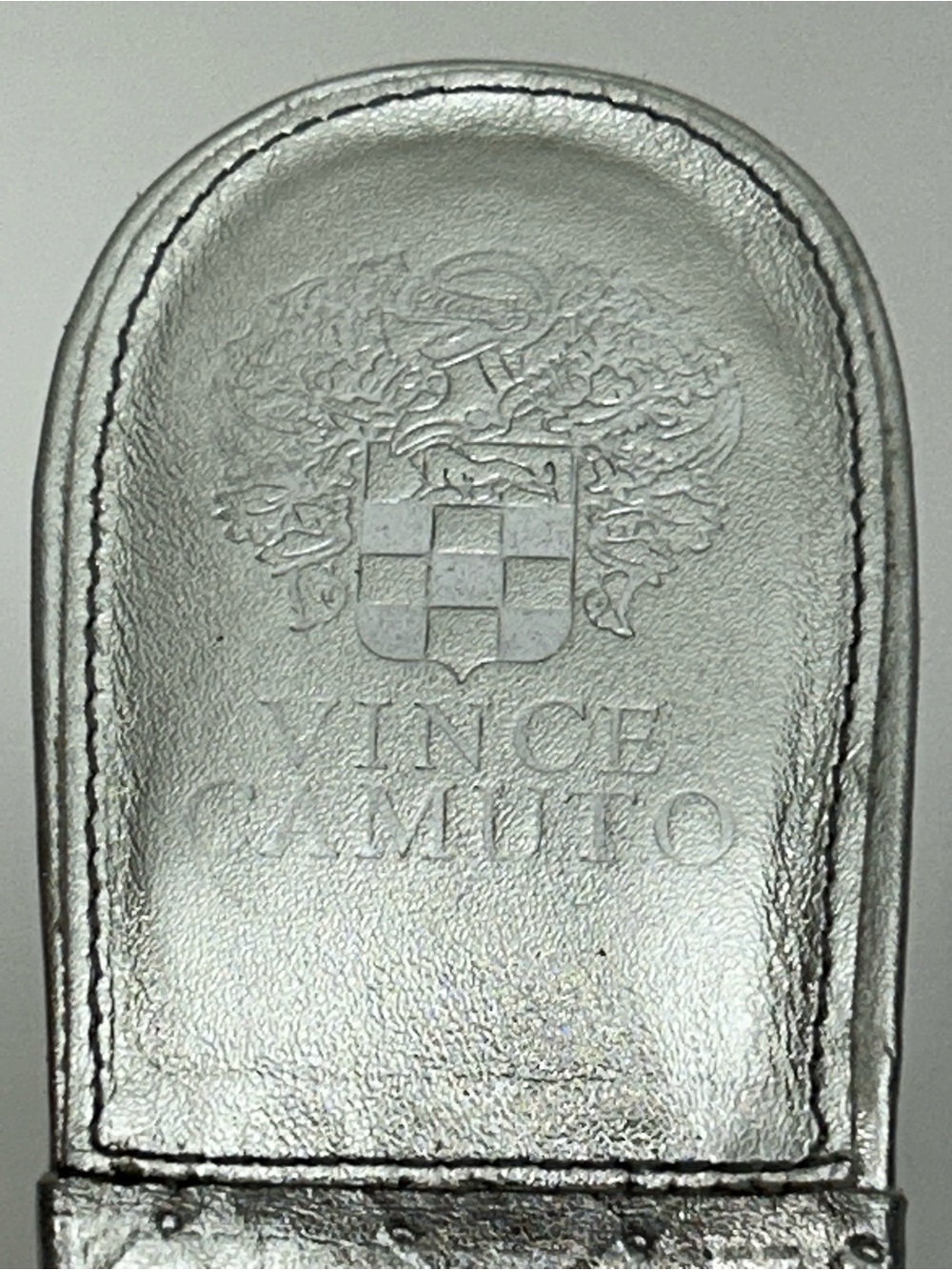 Vince Camuto Brelaune Silver Leather Braided Stiletto Slide Mules Size 9 - Picture 2 of 16